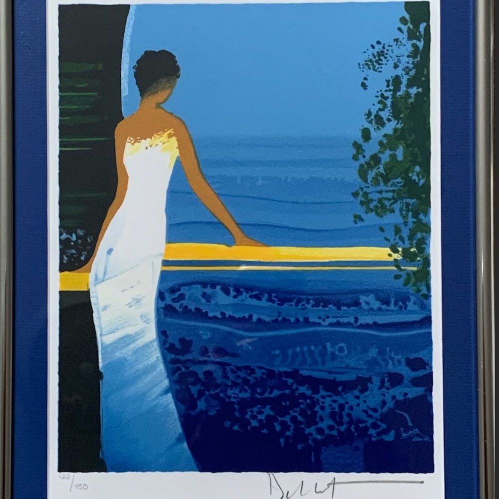 Framed, signed, and numbered Emile Bellet seriolithograph